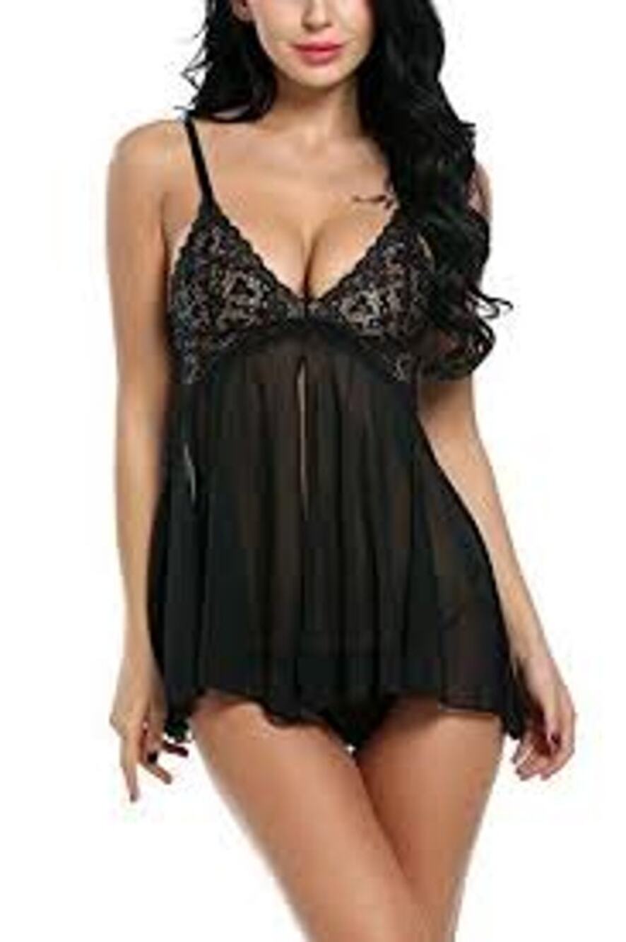 NWT AVID LOVE Black Lace Baby Doll w/Hipsters Bundle Lingerie XXL